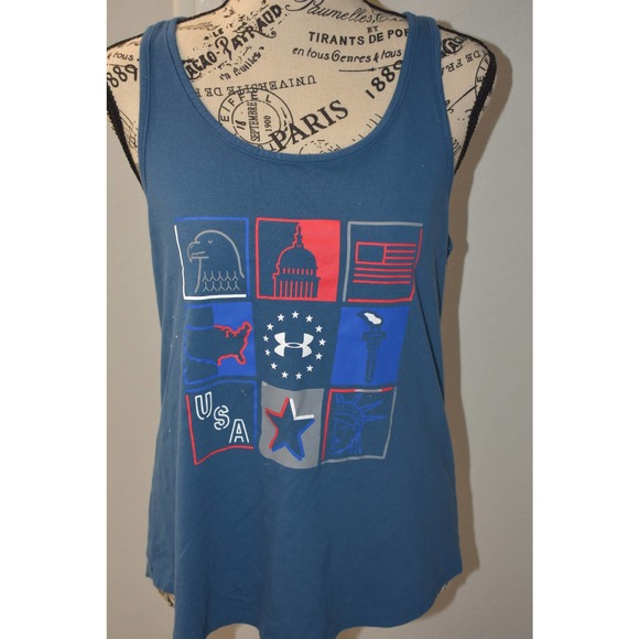 Under Armour Tops - Under Armour Heat Gear Blue Tank Size Medium